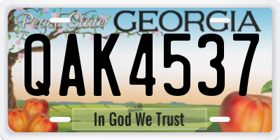 GA license plate QAK4537