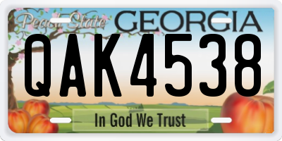 GA license plate QAK4538