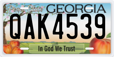 GA license plate QAK4539