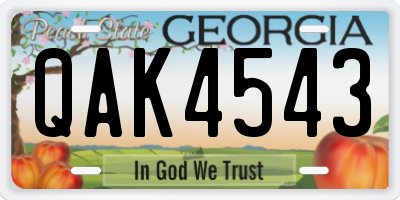 GA license plate QAK4543