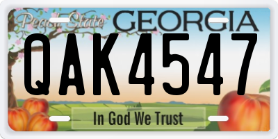 GA license plate QAK4547