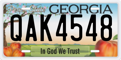 GA license plate QAK4548