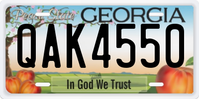 GA license plate QAK4550