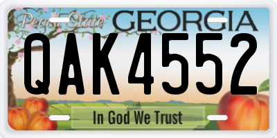 GA license plate QAK4552