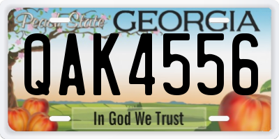GA license plate QAK4556
