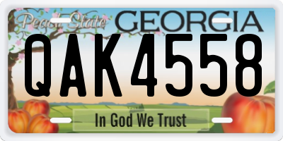 GA license plate QAK4558