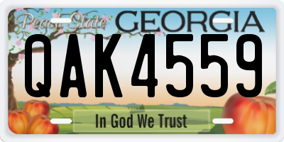 GA license plate QAK4559