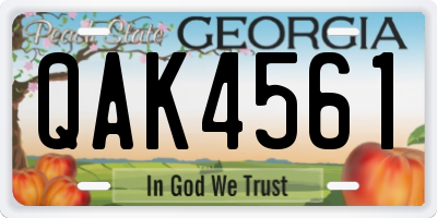 GA license plate QAK4561