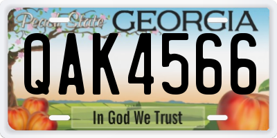GA license plate QAK4566