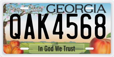 GA license plate QAK4568