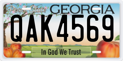 GA license plate QAK4569