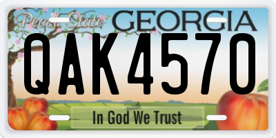 GA license plate QAK4570