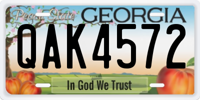 GA license plate QAK4572