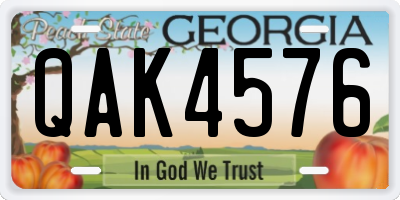 GA license plate QAK4576