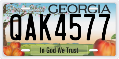 GA license plate QAK4577