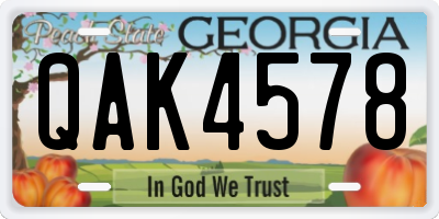 GA license plate QAK4578
