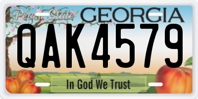 GA license plate QAK4579