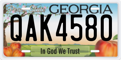 GA license plate QAK4580
