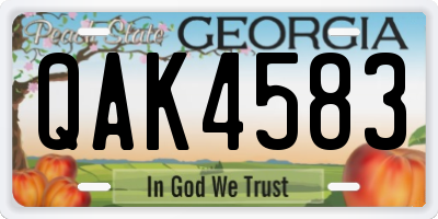 GA license plate QAK4583