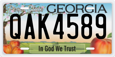 GA license plate QAK4589