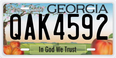 GA license plate QAK4592