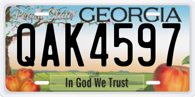 GA license plate QAK4597