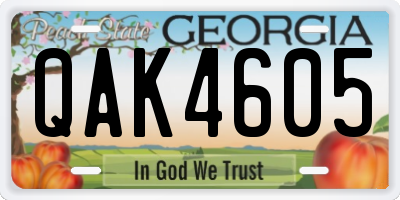 GA license plate QAK4605