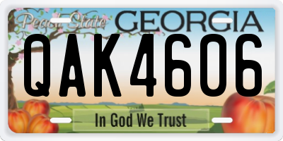 GA license plate QAK4606
