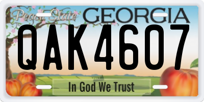 GA license plate QAK4607