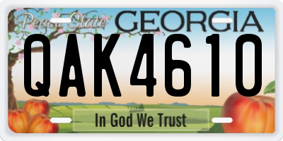 GA license plate QAK4610