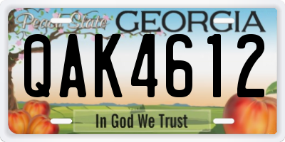 GA license plate QAK4612
