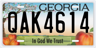 GA license plate QAK4614