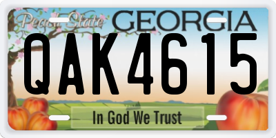 GA license plate QAK4615
