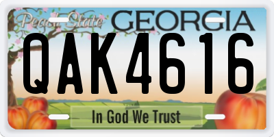 GA license plate QAK4616