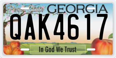 GA license plate QAK4617