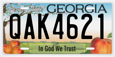 GA license plate QAK4621