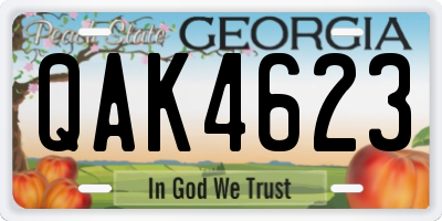 GA license plate QAK4623