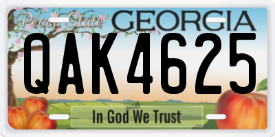 GA license plate QAK4625