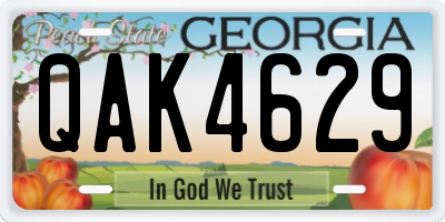 GA license plate QAK4629