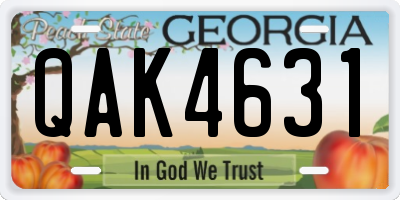 GA license plate QAK4631