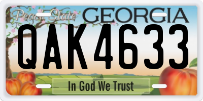 GA license plate QAK4633