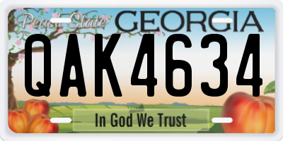 GA license plate QAK4634