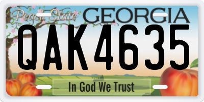 GA license plate QAK4635