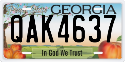 GA license plate QAK4637