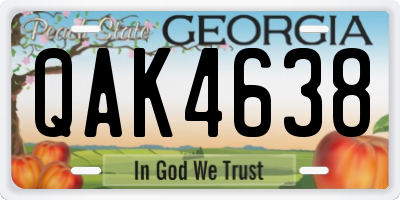 GA license plate QAK4638
