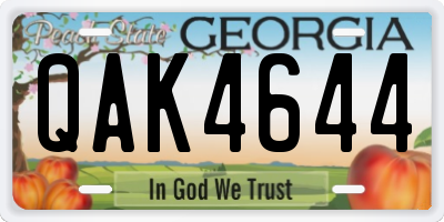 GA license plate QAK4644