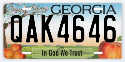 GA license plate QAK4646