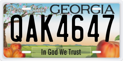 GA license plate QAK4647