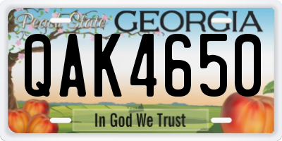 GA license plate QAK4650