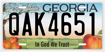 GA license plate QAK4651